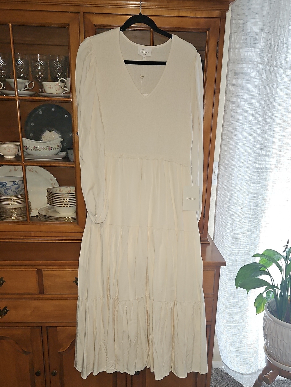 Bohme Ivory Long Sleeve Tiered Maxi Dress - Women's